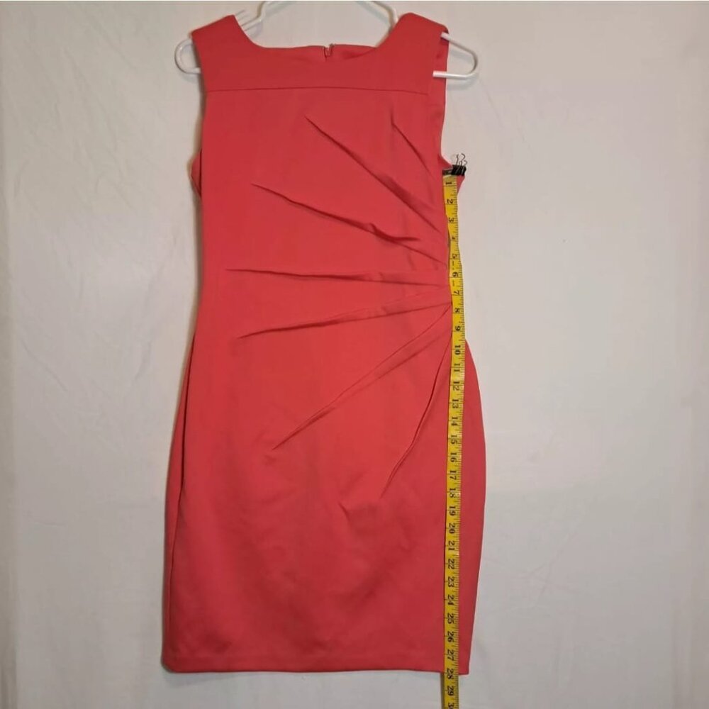 Calvin Klein Sheath Dress Sleeveless SZ 10P PINK Sunburst Pin Tucking Sleeveless - Picture 9 of 11